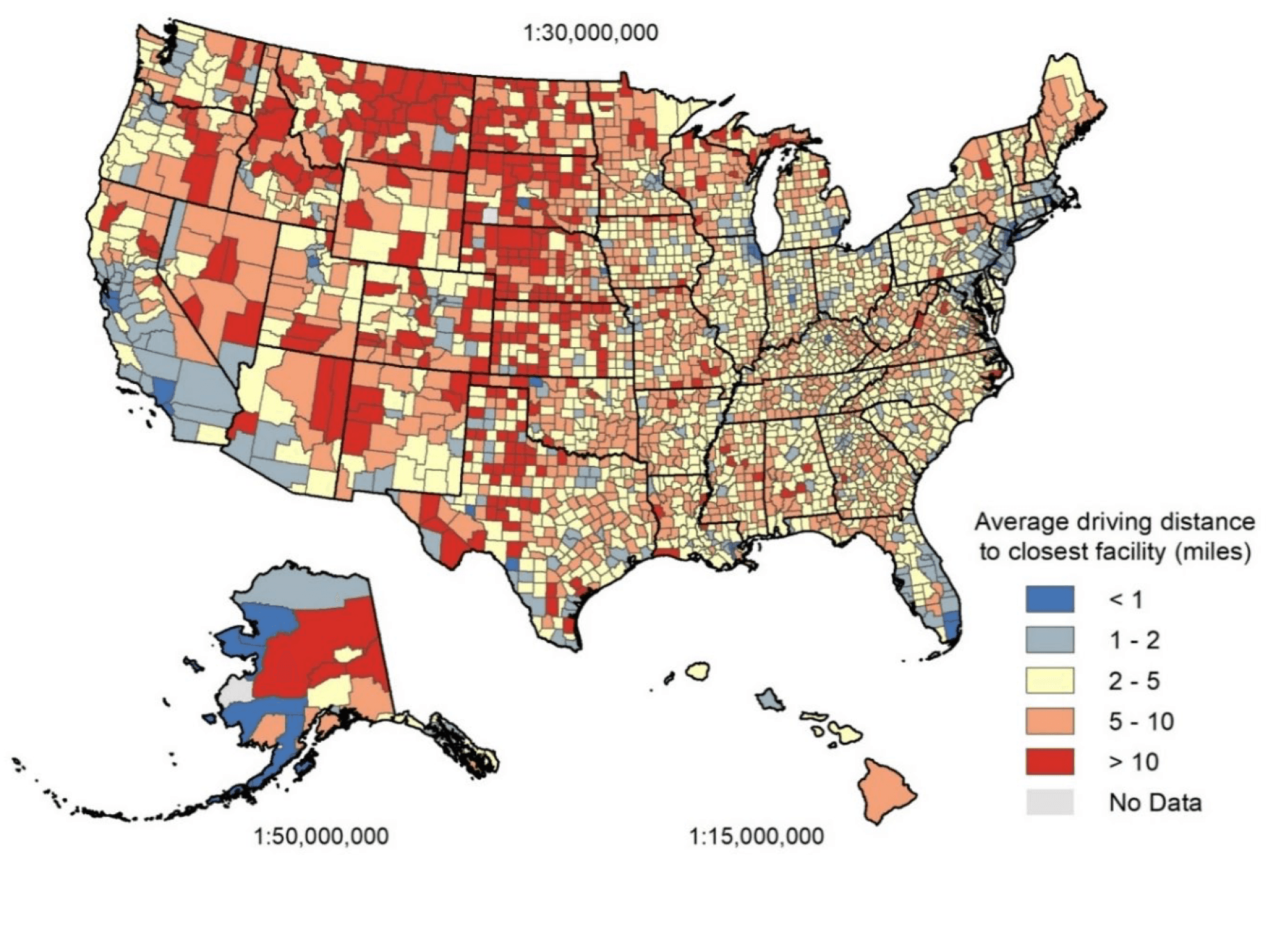 Figure 2 Mean Driving Distance to Closest Facility